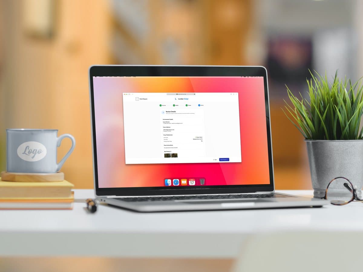 A laptop on a desk showing the mulch request form.