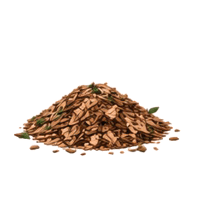 A half-filled sack of mulch.